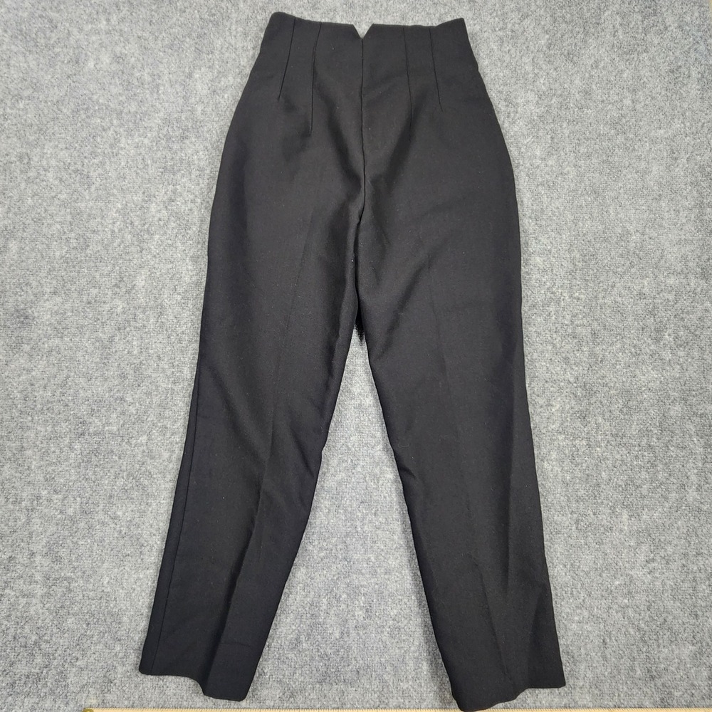 Zara Womens High Waisted Darted Tapered Trousers Black Size S 26 - Picture 6 of 6